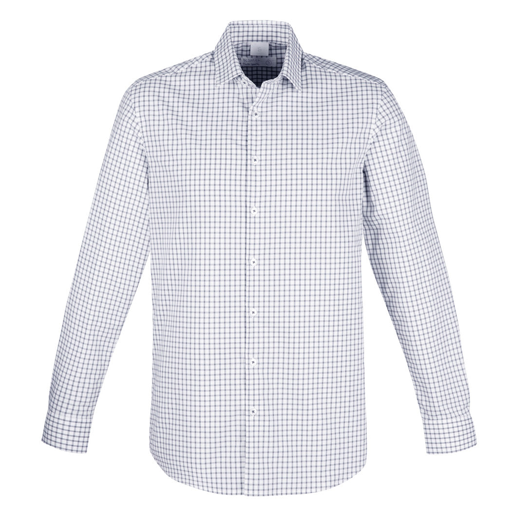 House of Uniforms The Noah Shirt | Classic Fit | Mens | Long Sleeve Biz Corporates White/Blue