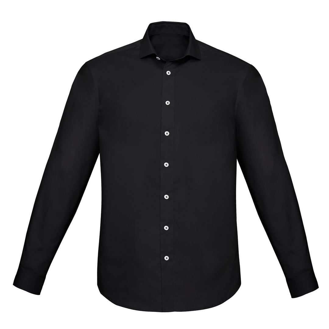 House of Uniforms The Charlie Shirt | Slim Fit | Mens | Long Sleeve Biz Corporates Black