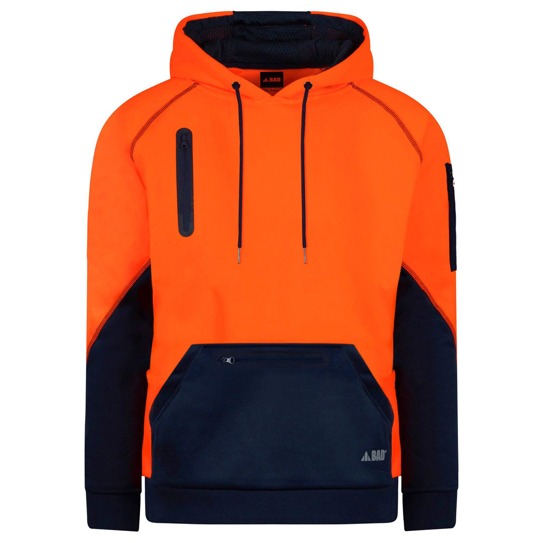 House of Uniforms The Bad Waterproof Rain Defend Hi Vis Fleece Hoodie | Pullover Bad Workwear Orange