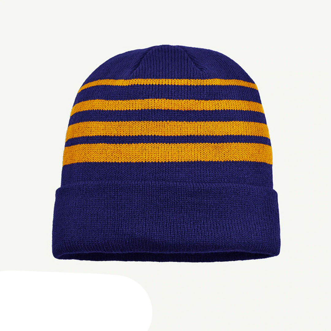 House of Uniforms The Multi Stripe Beanie | Unisex Grace Collection Royal/Gold