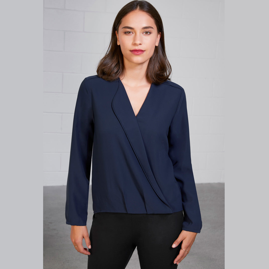 House of Uniforms The Lily Hi-Lo Blouse | Ladies | Long Sleeve Biz Collection 