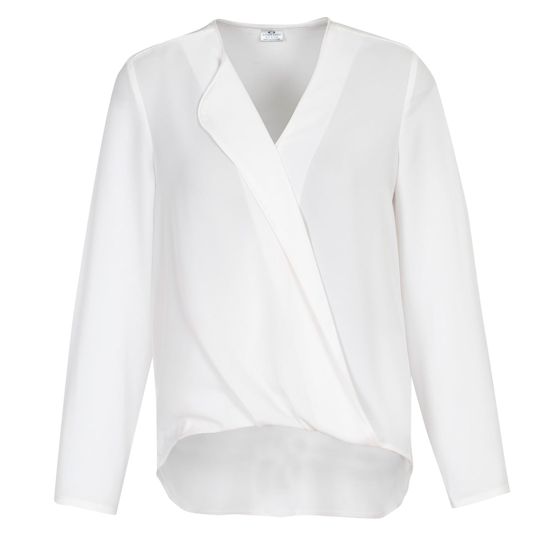 House of Uniforms The Lily Hi-Lo Blouse | Ladies | Long Sleeve Biz Collection White