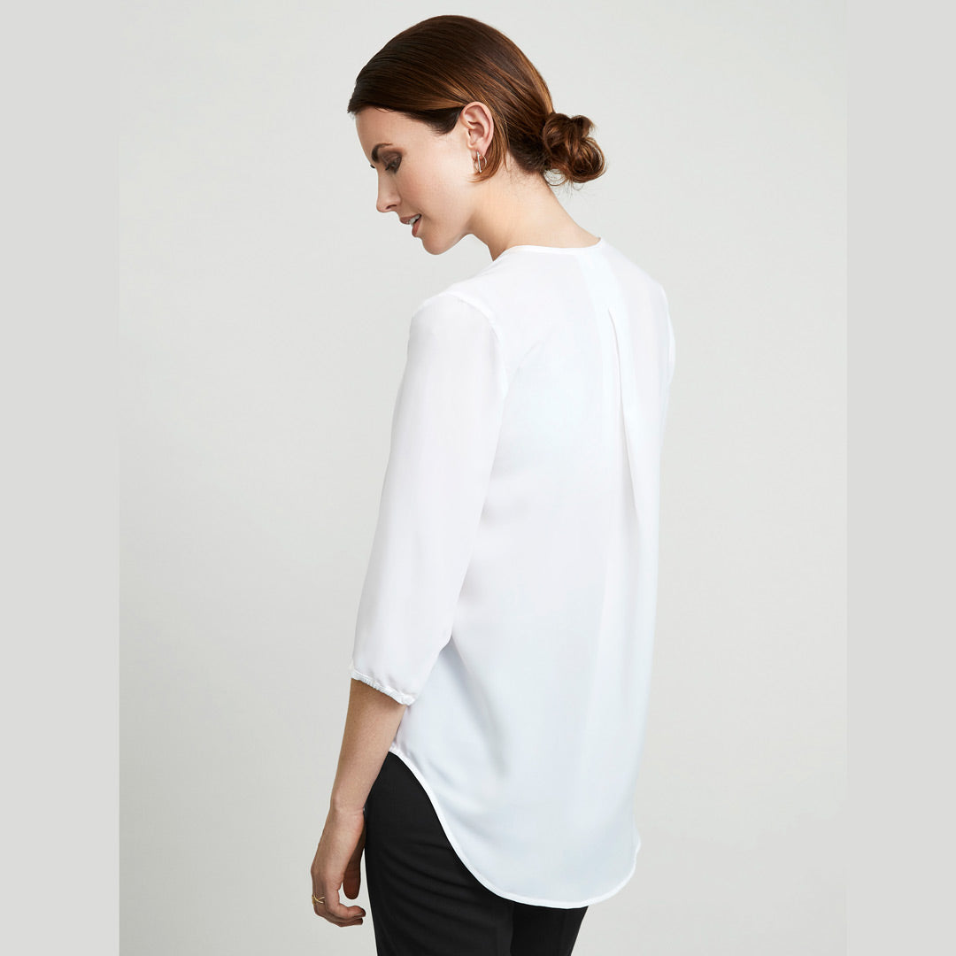 House of Uniforms The Lily Longline Blouse | Ladies | 3/4 Sleeve Biz Collection 