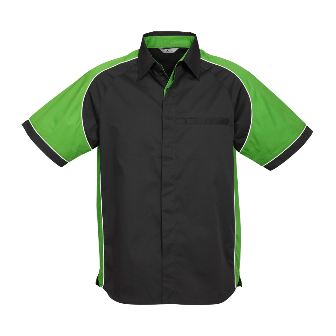 House of Uniforms The Nitro Shirt | Mens | Short Sleeve Biz Collection Black/Green