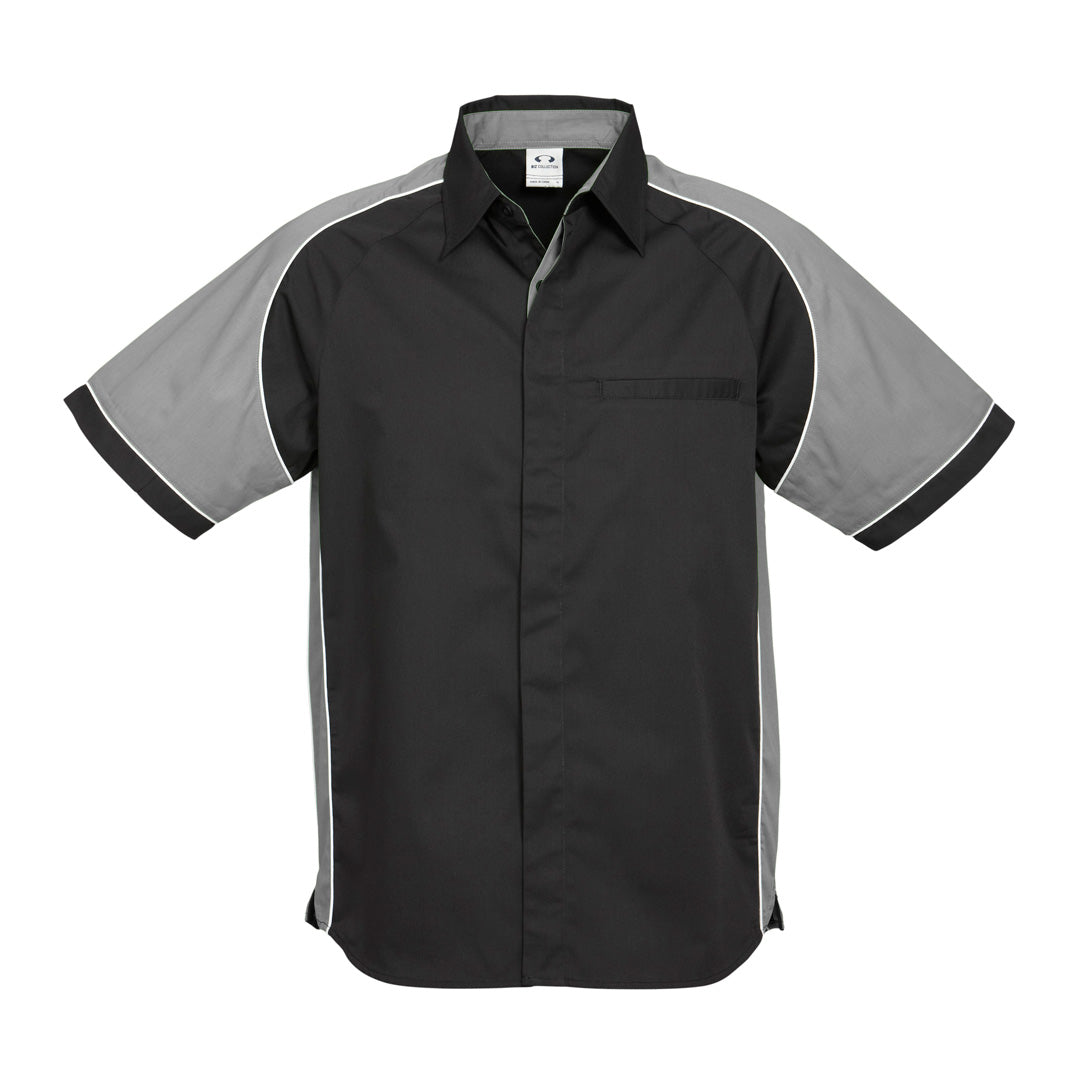 House of Uniforms The Nitro Shirt | Mens | Short Sleeve Biz Collection Black/Grey