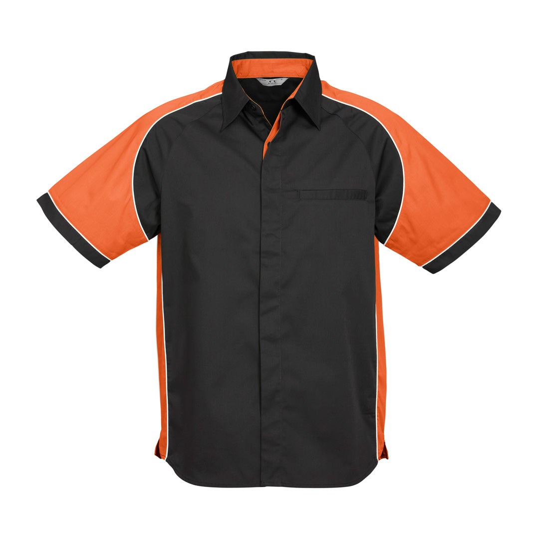 House of Uniforms The Nitro Shirt | Mens | Short Sleeve Biz Collection Black/Orange