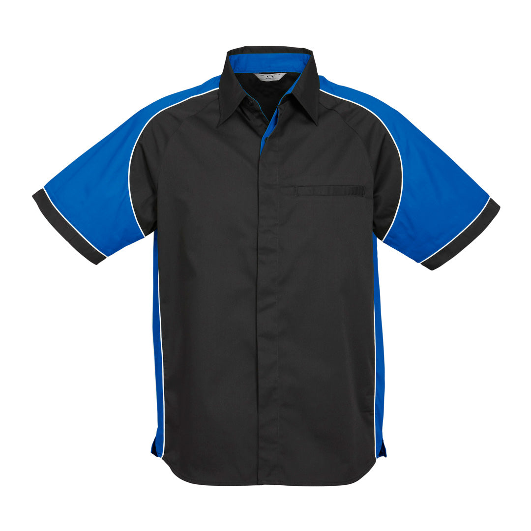 House of Uniforms The Nitro Shirt | Mens | Short Sleeve Biz Collection Black/Royal