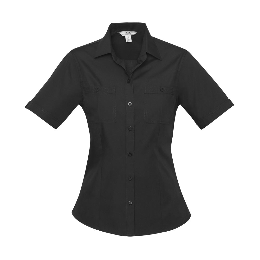 House of Uniforms The Bondi Shirt | Ladies | Short Sleeve Biz Collection Black