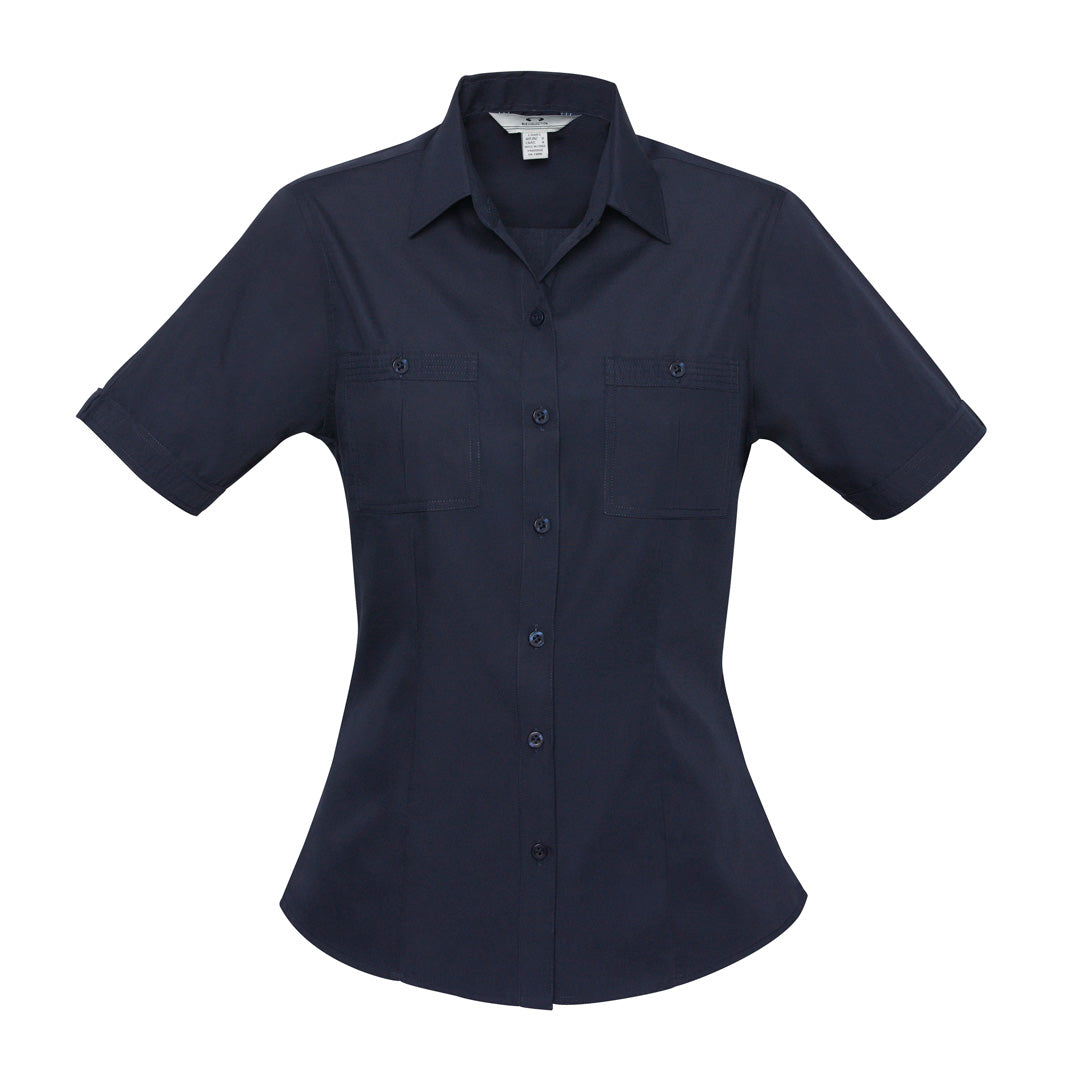 House of Uniforms The Bondi Shirt | Ladies | Short Sleeve Biz Collection Navy