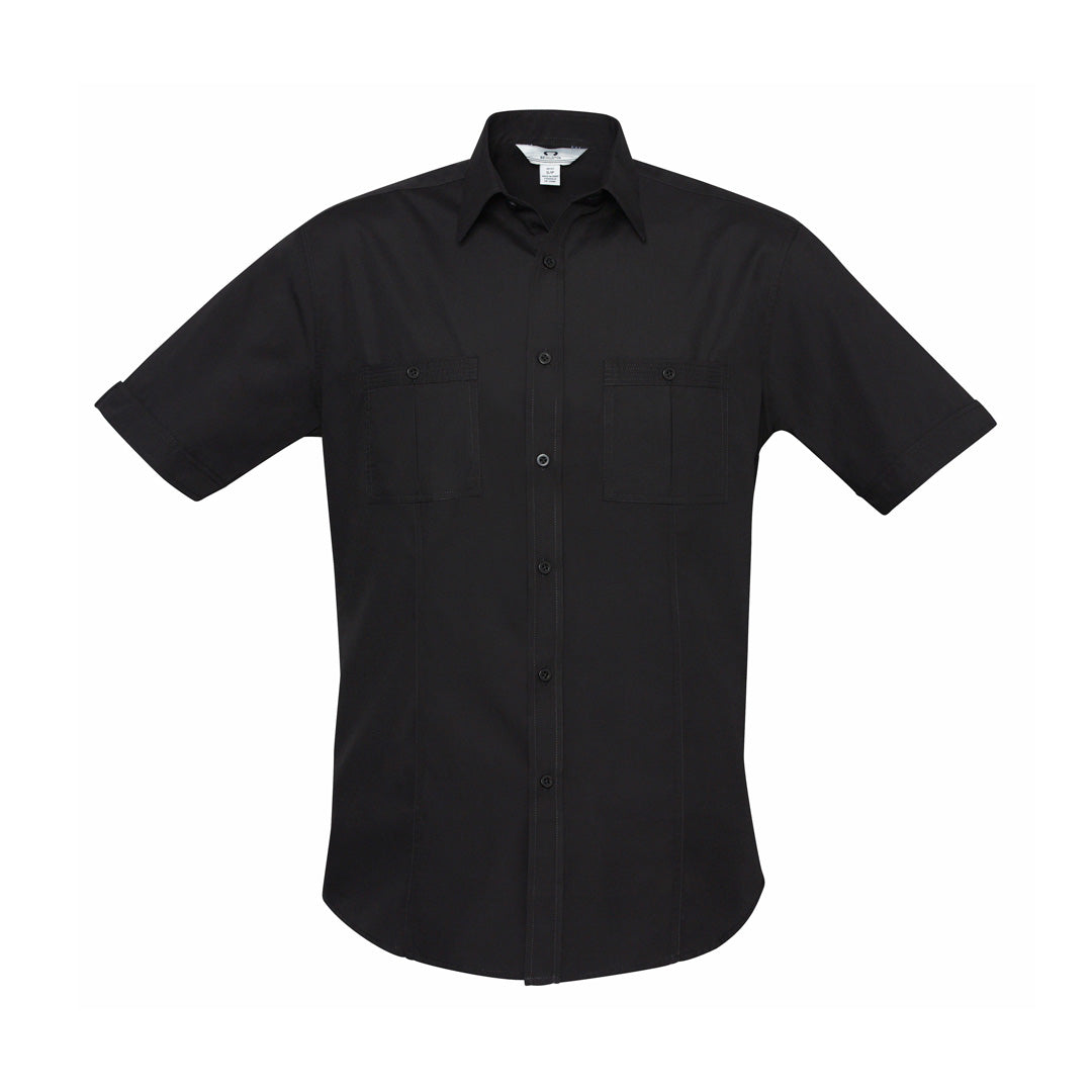 House of Uniforms The Bondi Shirt | Mens | Short Sleeve Biz Collection Black