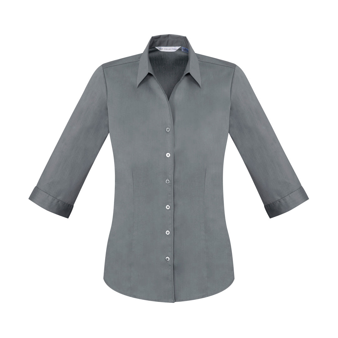 House of Uniforms The Monaco Shirt | Ladies | 3/4 Sleeve Biz Collection Platinum