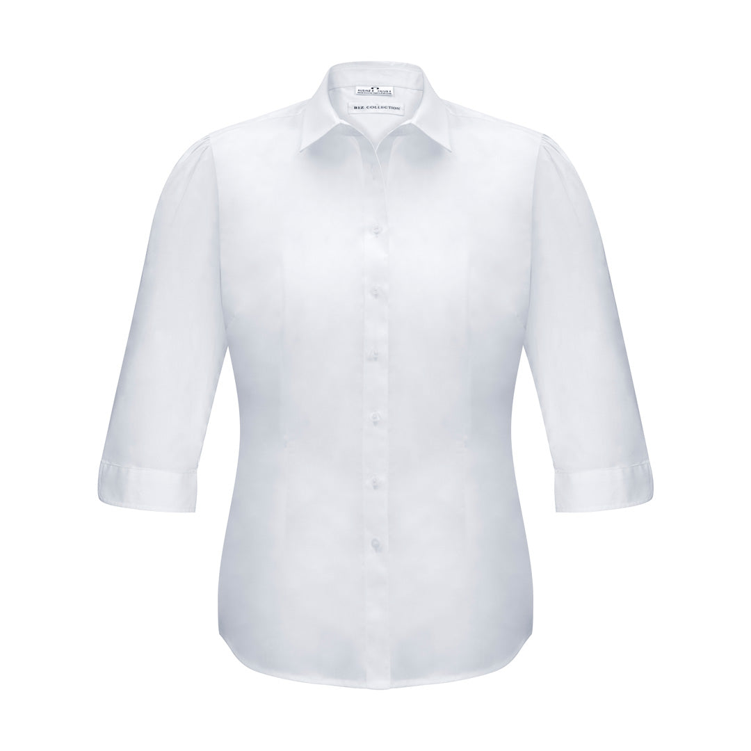 House of Uniforms The Euro Shirt | Ladies | 3/4 Sleeve Biz Collection White