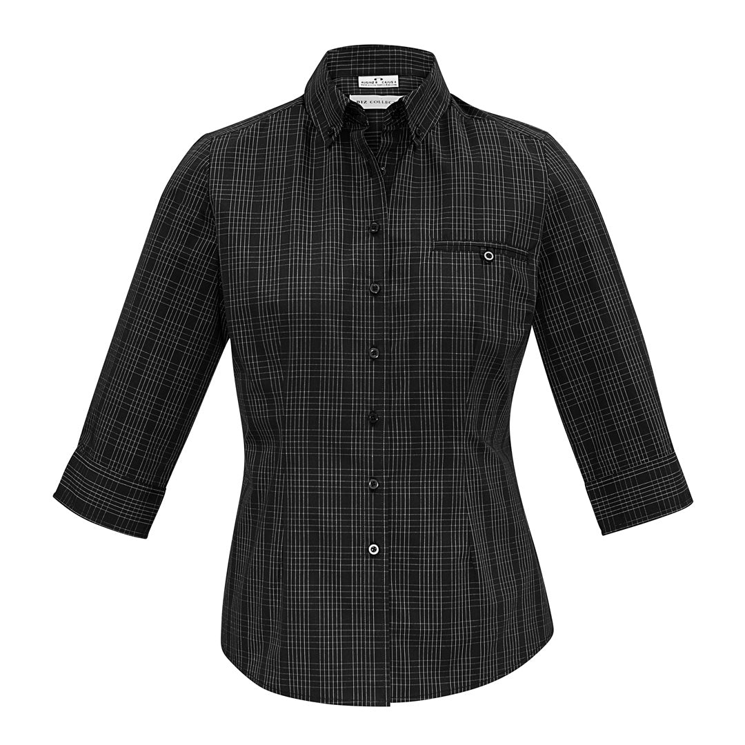 House of Uniforms The Harper Shirt | Ladies | 3/4 Sleeve Biz Collection Black/Silver