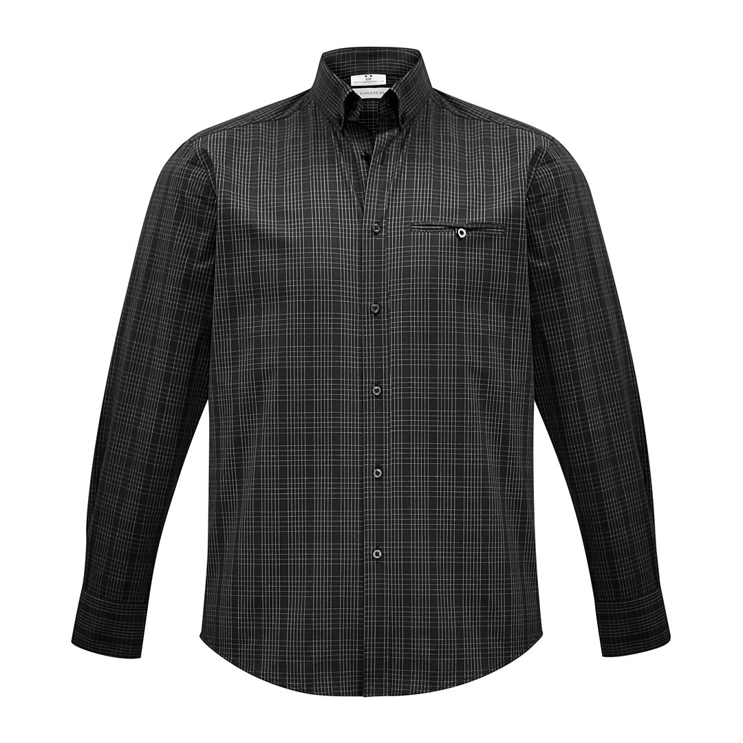 House of Uniforms The Harper Shirt | Mens | Long Sleeve Biz Collection Black/Silver