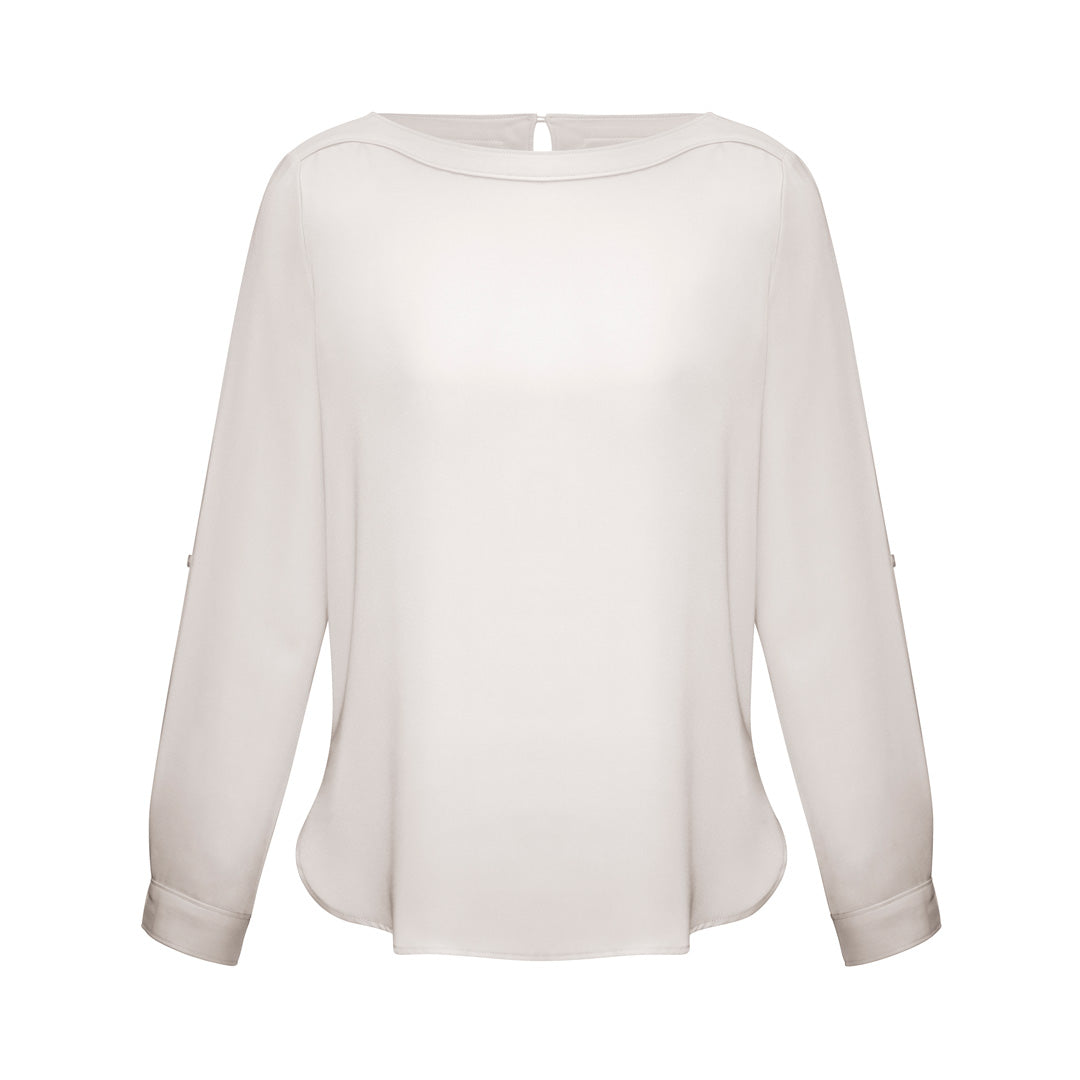 House of Uniforms The Madison Boatneck | Ladies | Long Sleeve Biz Collection Ivory