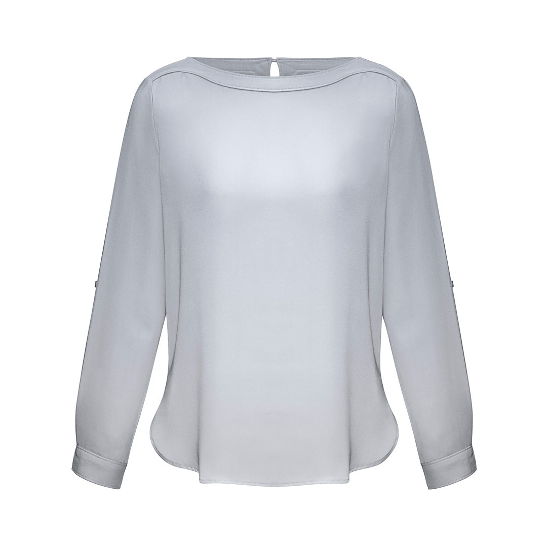 House of Uniforms The Madison Boatneck | Ladies | Long Sleeve Biz Collection Silver Mist