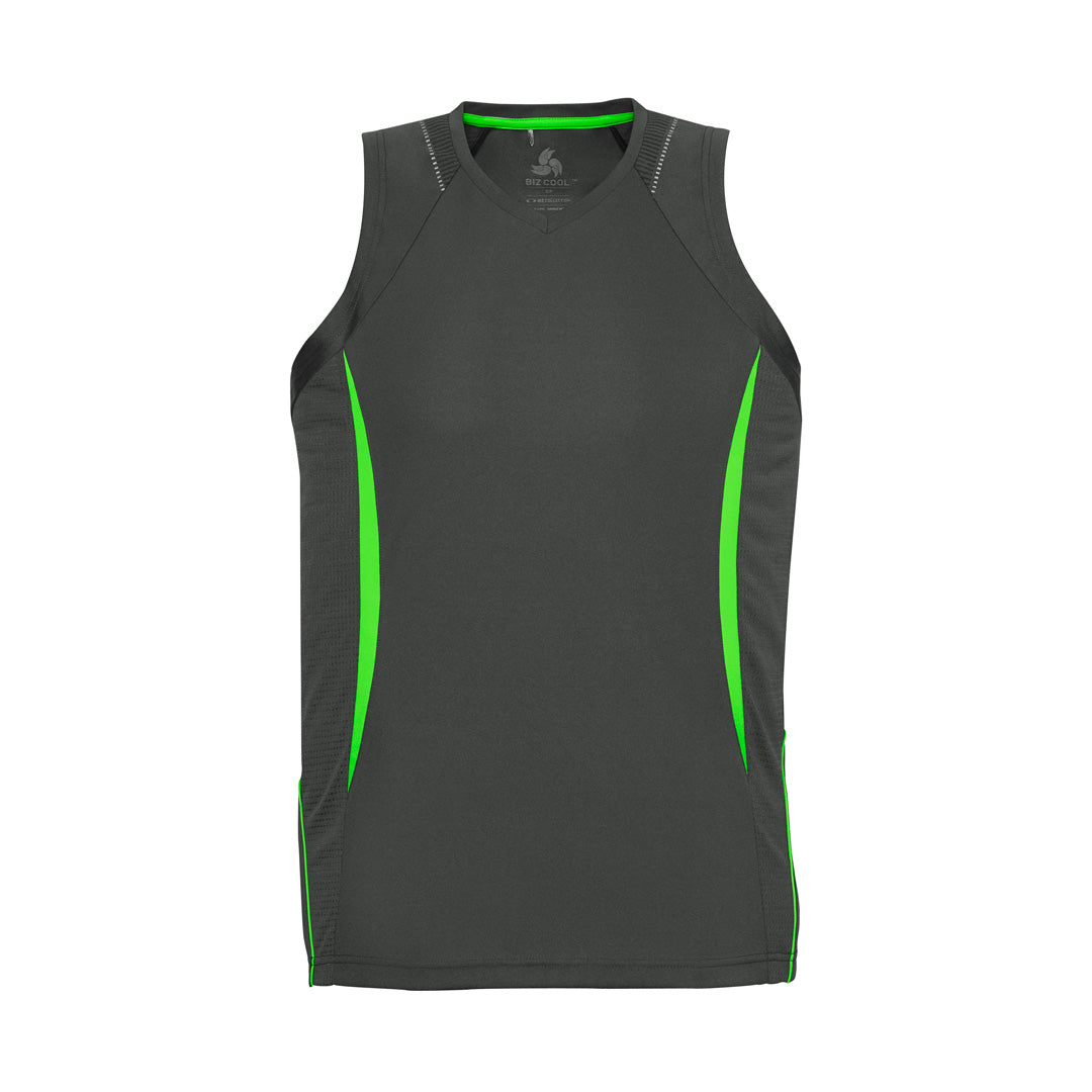 House of Uniforms The Razor Singlet | Mens Biz Collection Grey/Lime