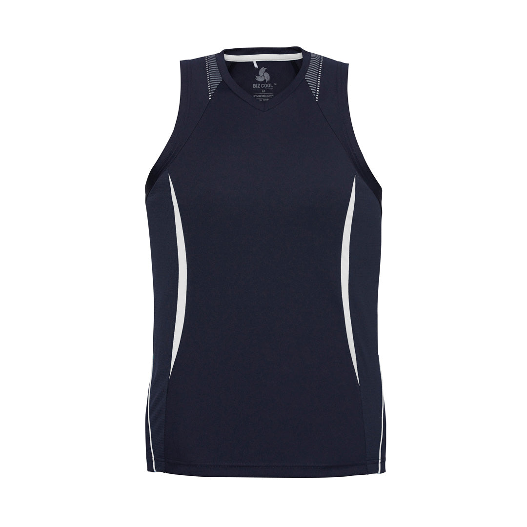 House of Uniforms The Razor Singlet | Mens Biz Collection Navy/White