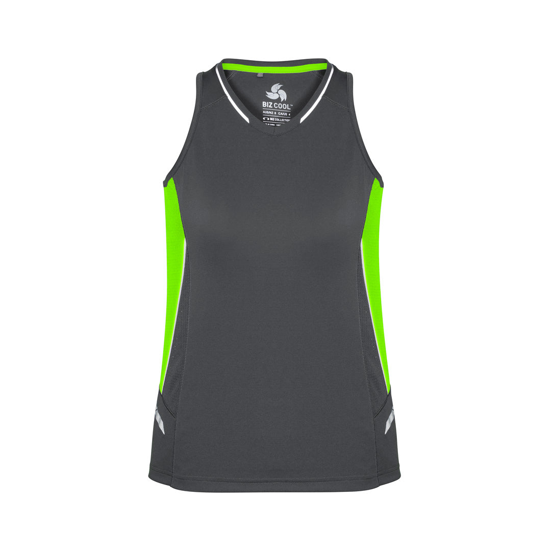 House of Uniforms The Renegade Singlet | Ladies Biz Collection Grey/Lime/Silver