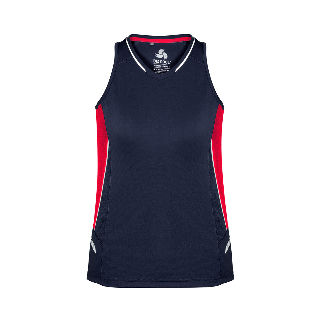 House of Uniforms The Renegade Singlet | Ladies Biz Collection Navy/Red/Silver