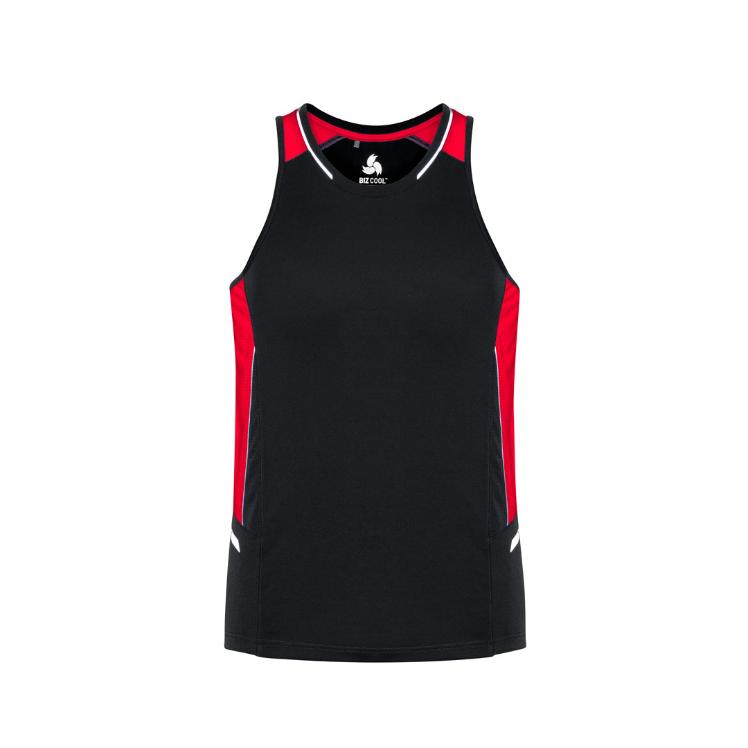 House of Uniforms The Renegade Singlet | Mens Biz Collection Black/Red/Silver