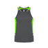 House of Uniforms The Renegade Singlet | Mens Biz Collection Grey/Lime/Silver