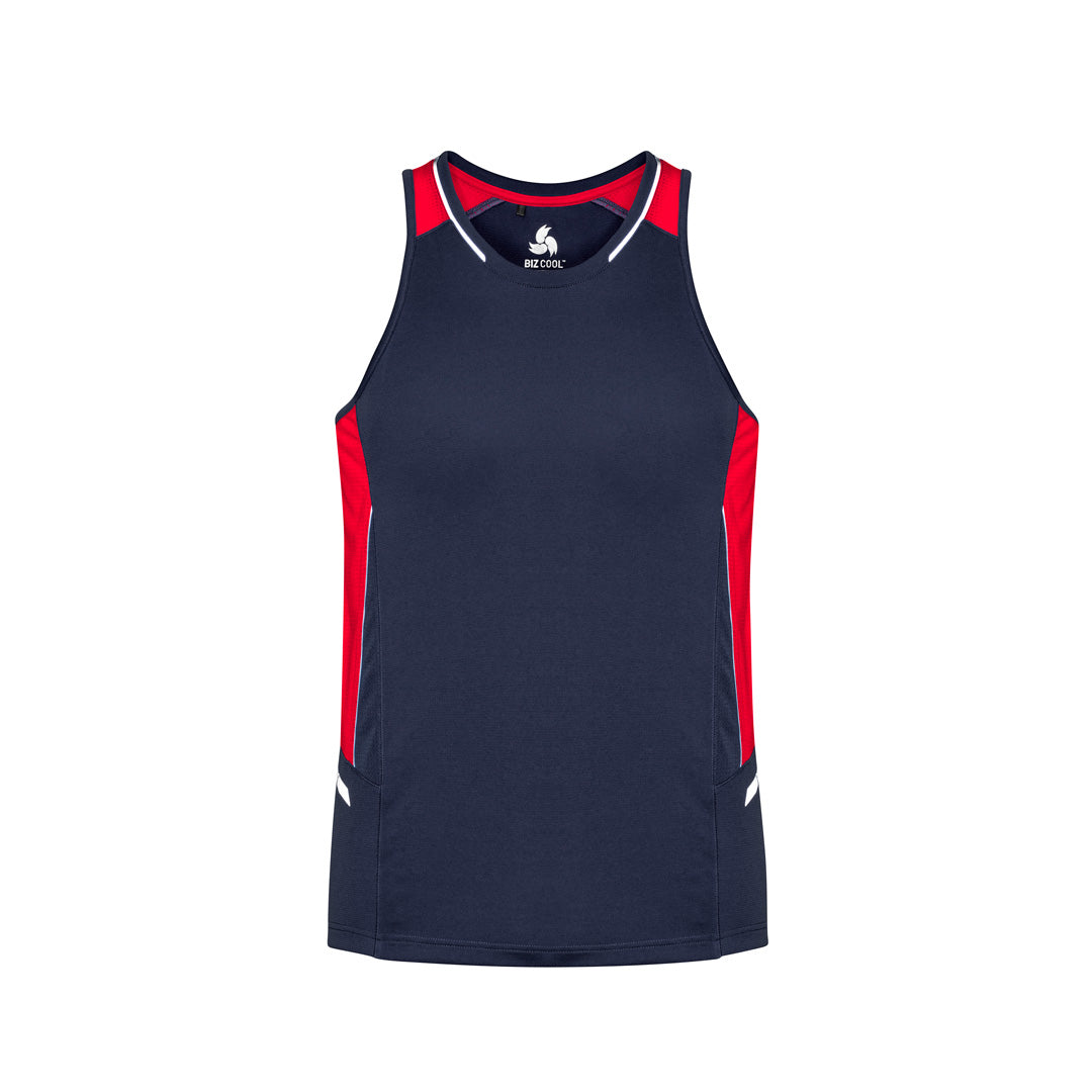 House of Uniforms The Renegade Singlet | Mens Biz Collection Navy/Red/Silver