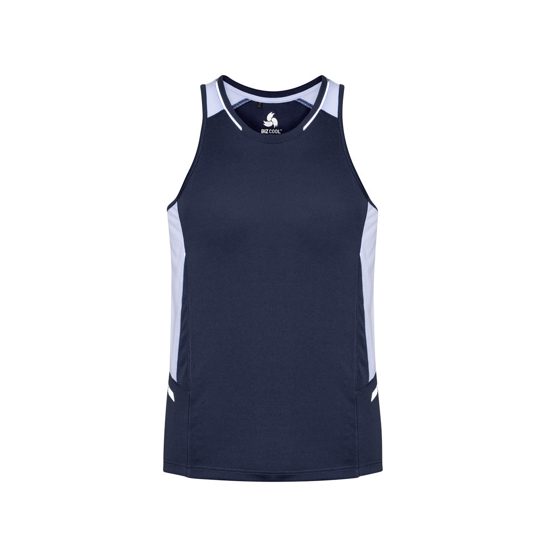 House of Uniforms The Renegade Singlet | Mens Biz Collection Navy/White/Silver