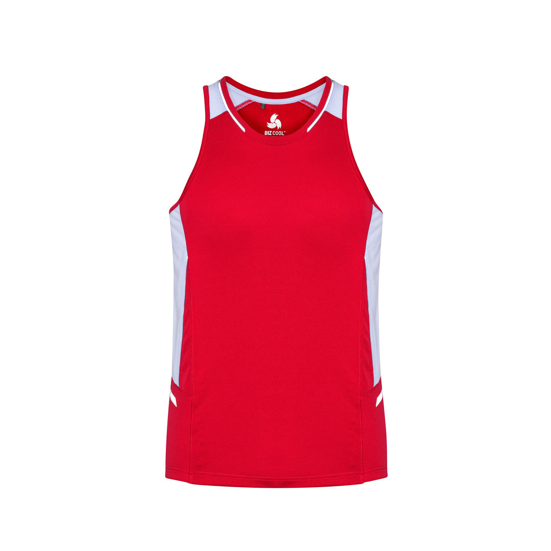 House of Uniforms The Renegade Singlet | Mens Biz Collection Red/White/Silver