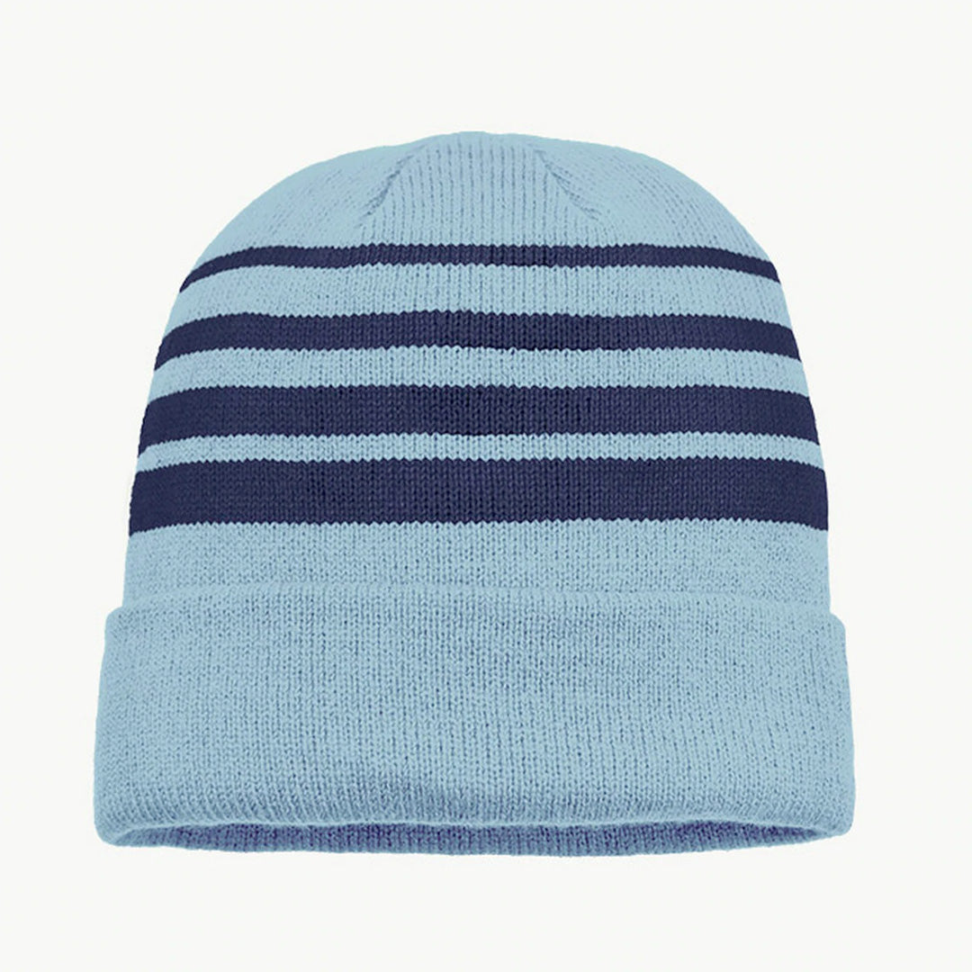 House of Uniforms The Multi Stripe Beanie | Unisex Grace Collection Sky/Navy