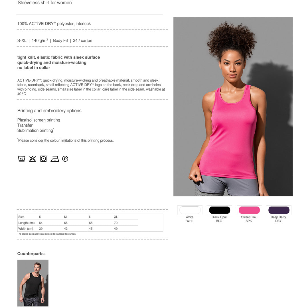 House of Uniforms The Active Sports Singlet | Ladies Stedman 