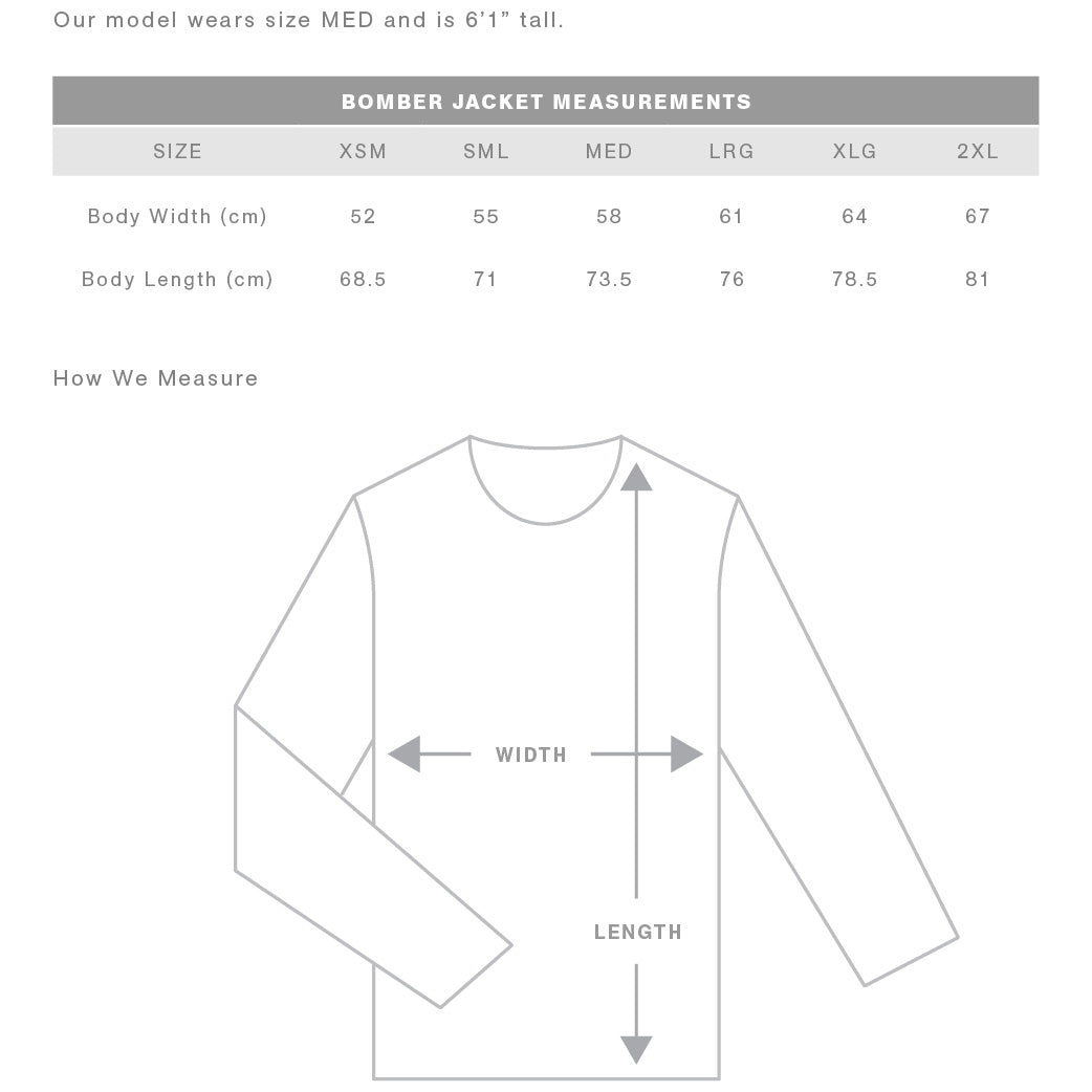 The Bomber Jacket | Mens | Sizing Guide