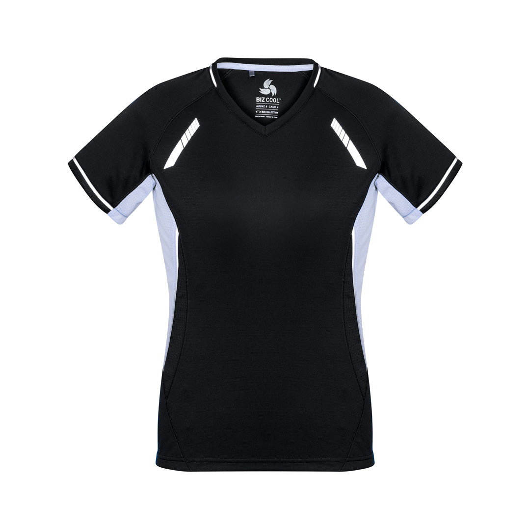 House of Uniforms The Renegade Tee | Ladies | Short Sleeve | Plus Biz Collection Black/White/Silver
