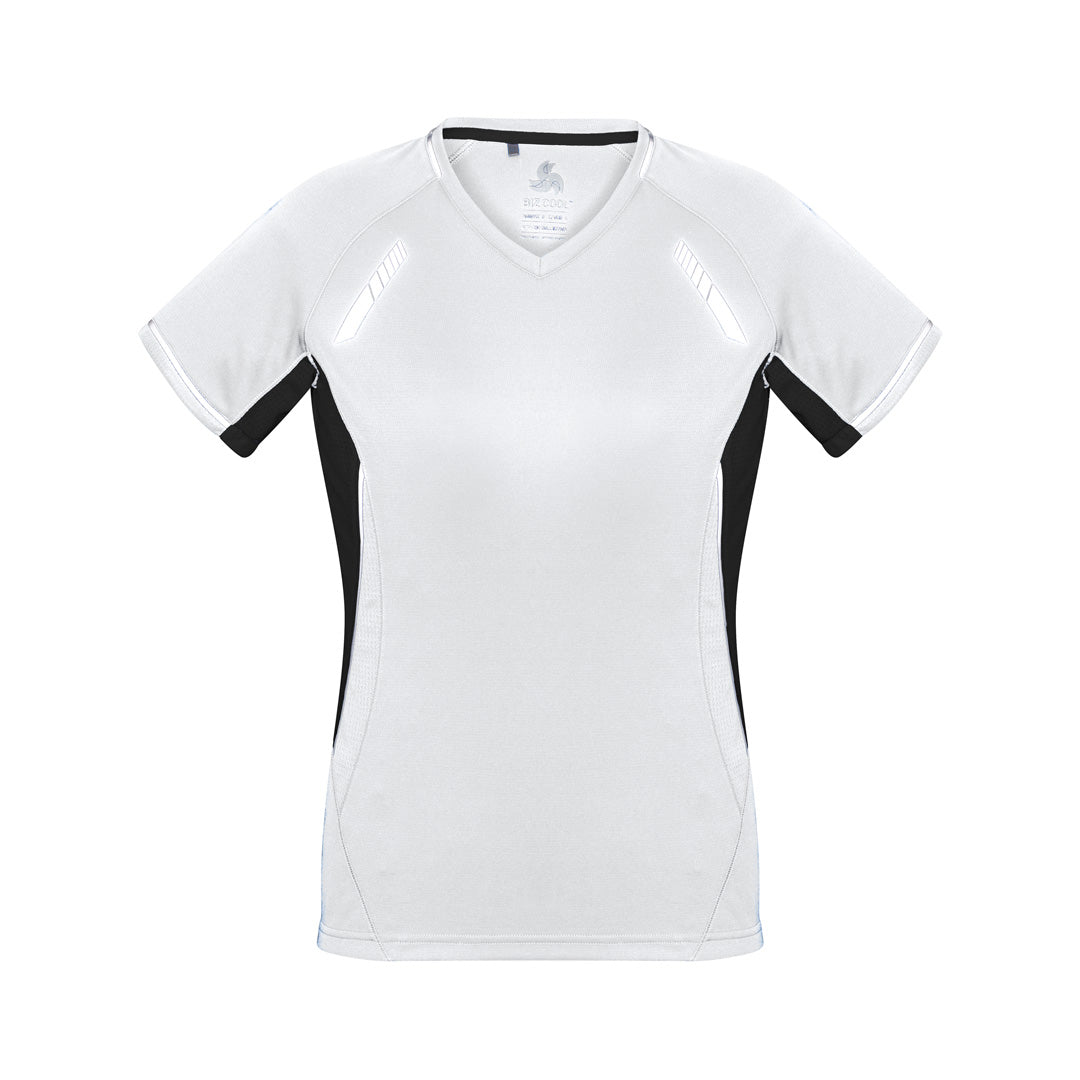 House of Uniforms The Renegade Tee | Ladies | Short Sleeve | Plus Biz Collection White/Black/Silver