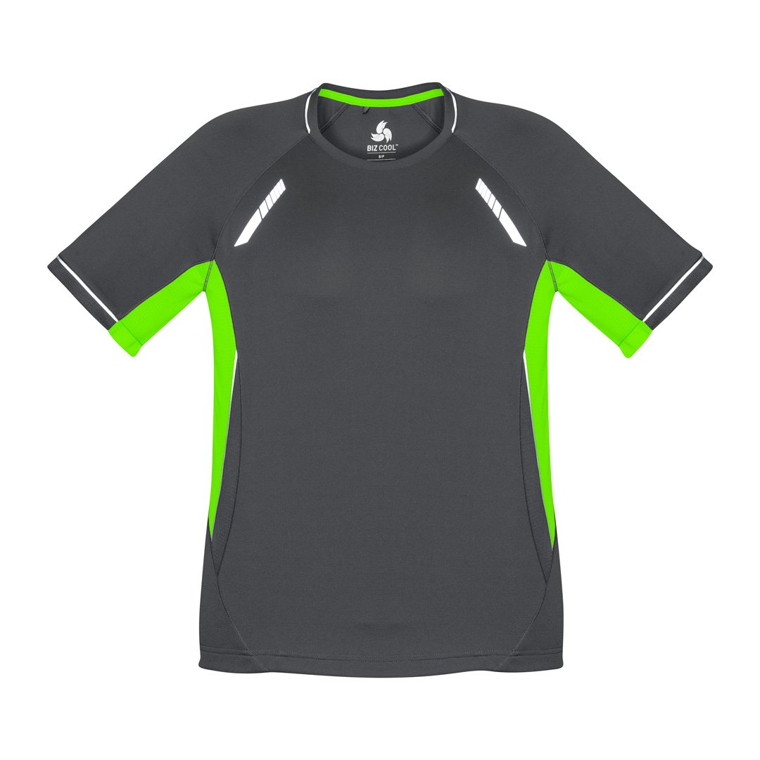 House of Uniforms The Renegade Tee | Kids | Short Sleeve Biz Collection Grey/Lime/Silver