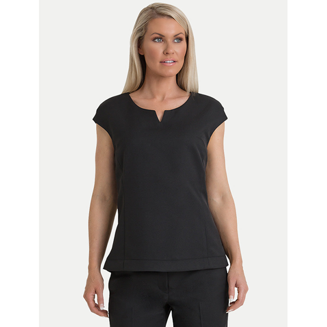 House of Uniforms The Victoria Shell Top | Cap Sleeve | Ladies Corporate Comfort Black