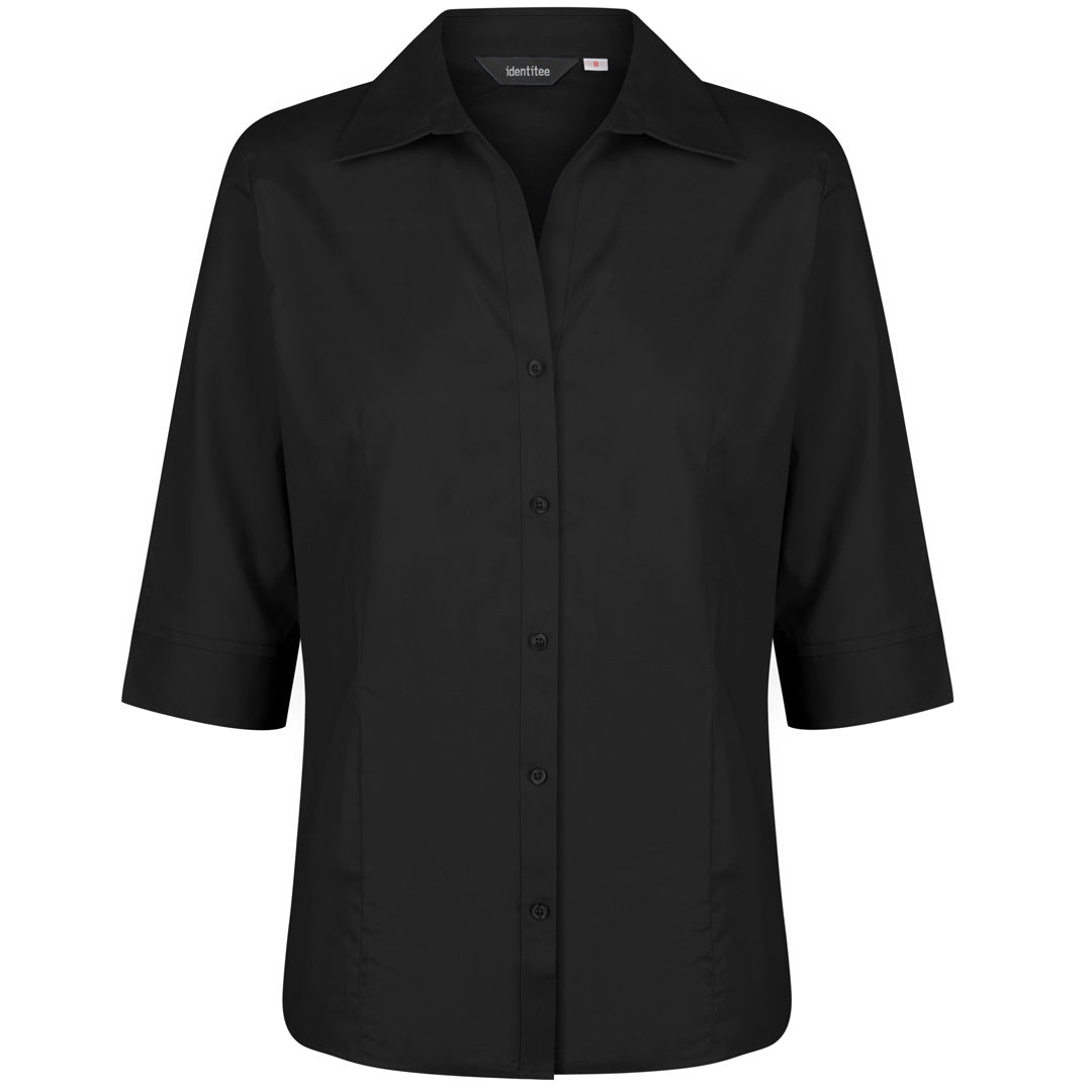 House of Uniforms The Rodeo Shirt | Ladies 3/4 Sleeve Identitee Black