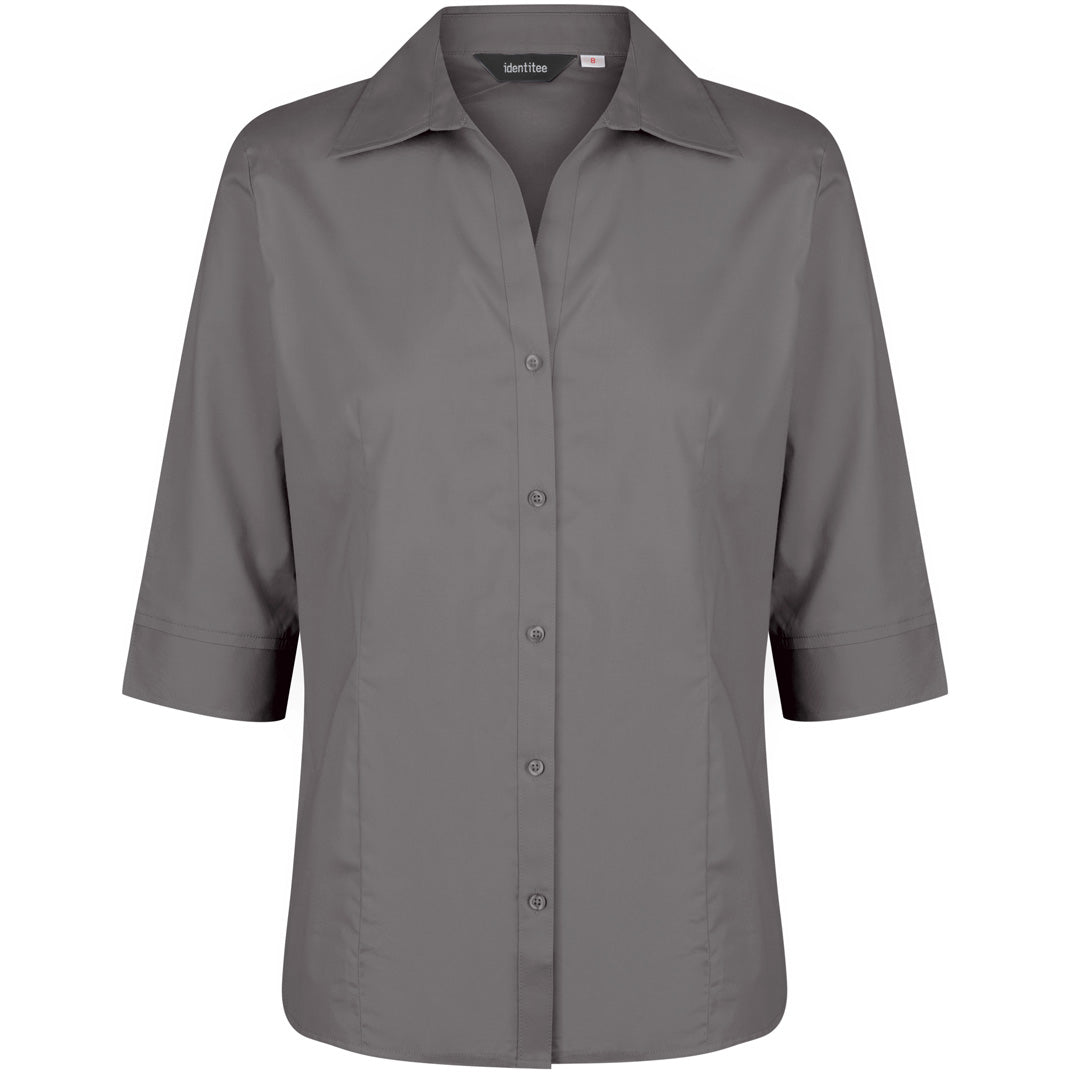 House of Uniforms The Rodeo Shirt | Ladies 3/4 Sleeve Identitee Charcoal
