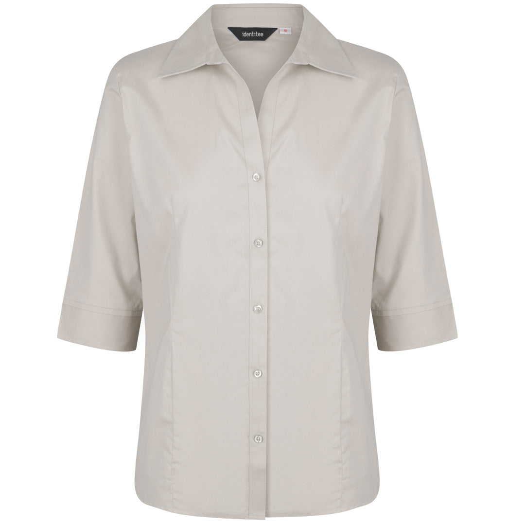 House of Uniforms The Rodeo Shirt | Ladies 3/4 Sleeve Identitee Taupe