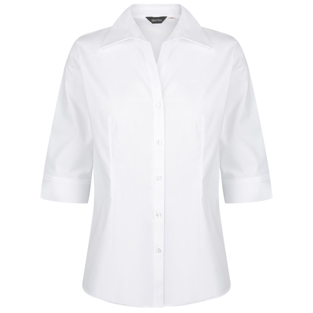 House of Uniforms The Rodeo Shirt | Ladies 3/4 Sleeve Identitee White