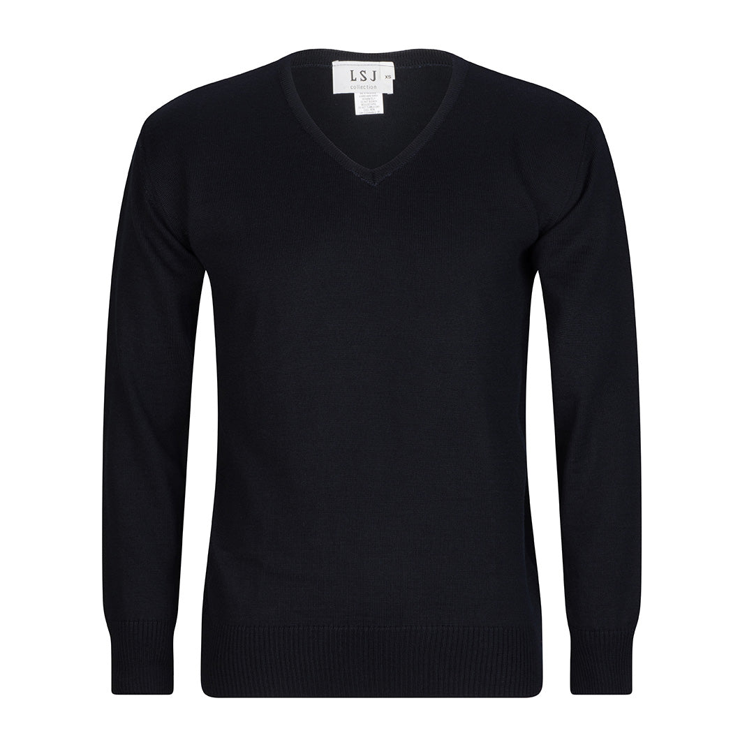 House of Uniforms The V Neck Wool Jumper | Mens LSJ Collection Black