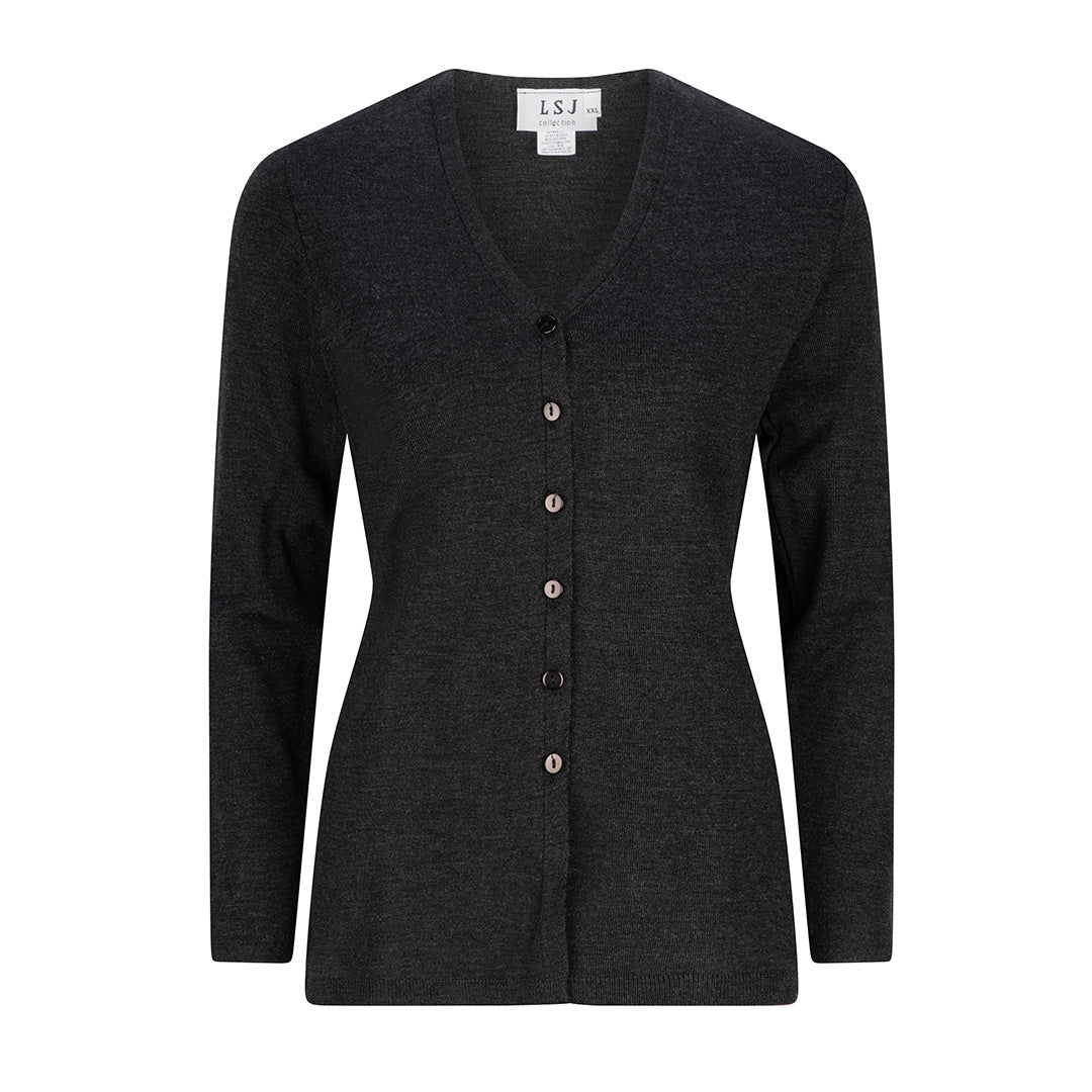 House of Uniforms The Long Line Cardigan | Ladies | Long Sleeves LSJ Collection Charcoal