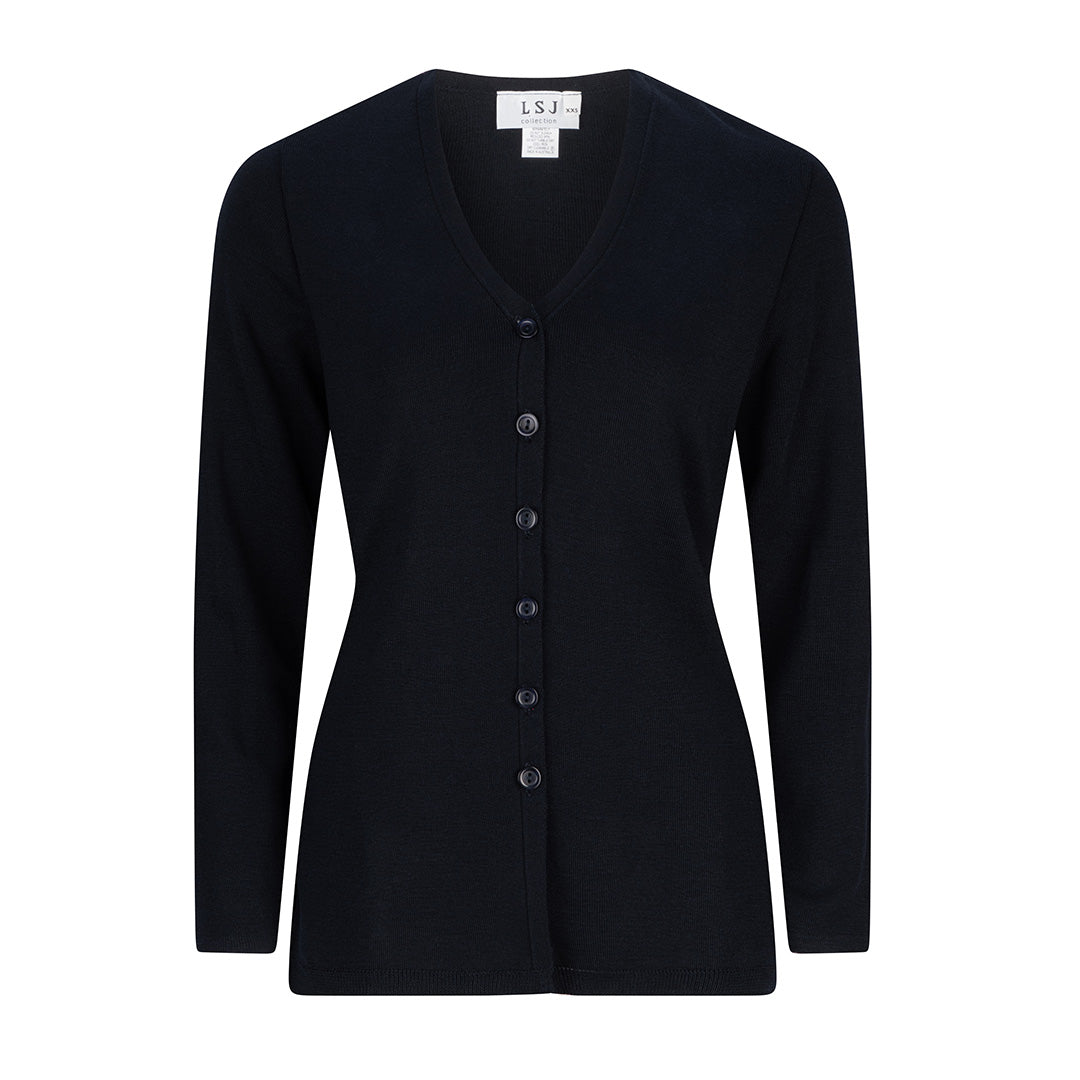 House of Uniforms The Long Line Cardigan | Ladies | Long Sleeves LSJ Collection Navy