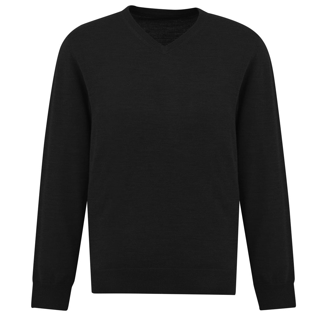 House of Uniforms The Roma Knit | Mens | V Neck Jumper Biz Collection Black