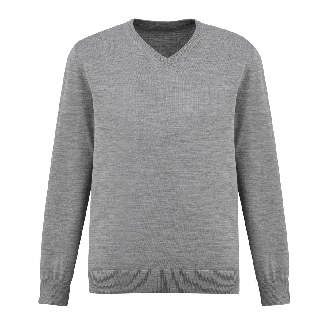 House of Uniforms The Roma Knit | Mens | V Neck Jumper Biz Collection Silver