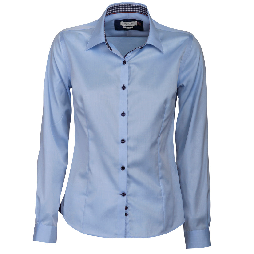 House of Uniforms The Red Bow 20 Shirt | Ladies | Long Sleeve James Harvest Sky Blue