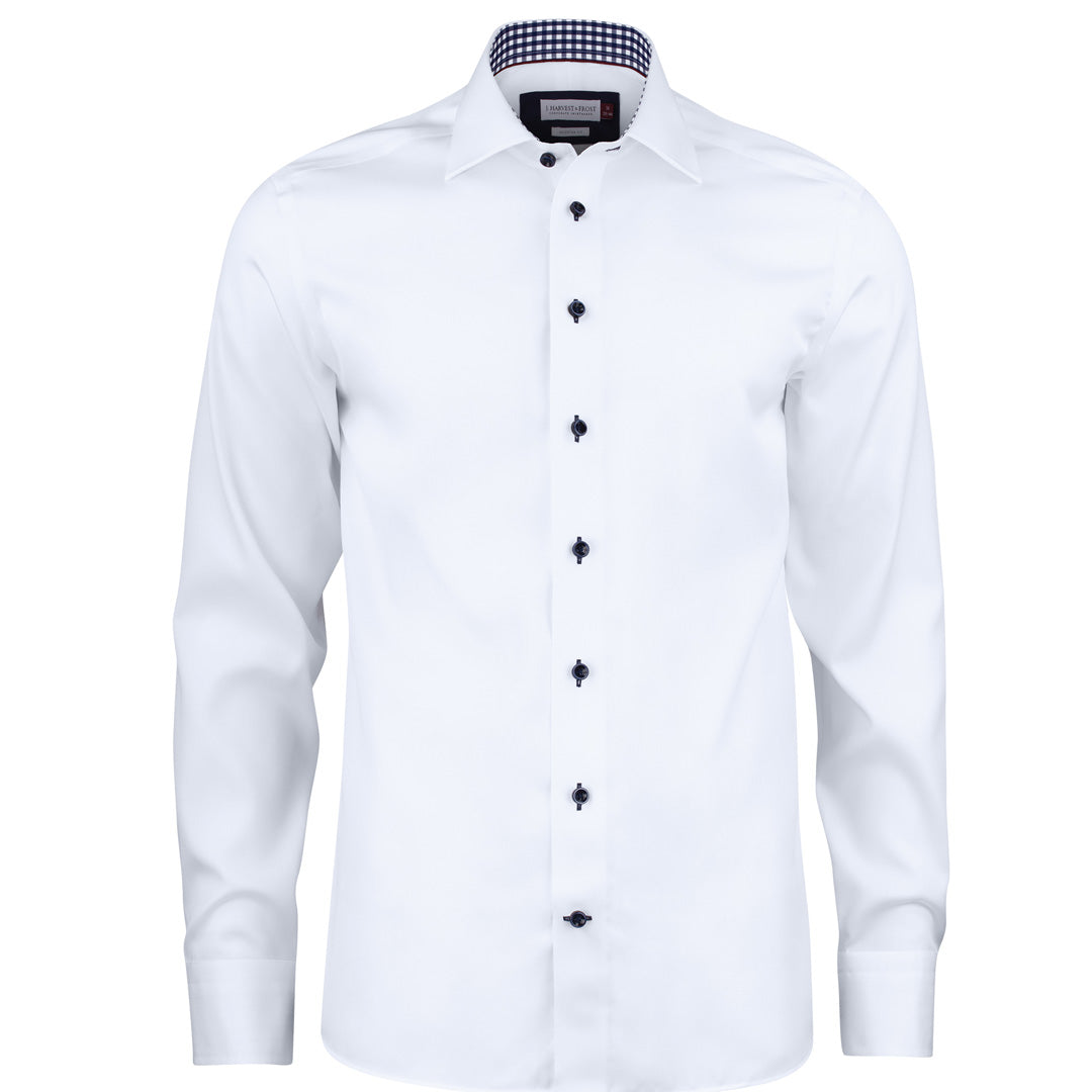 House of Uniforms The Red Bow 20 Shirt | Mens | Long Sleeve James Harvest White