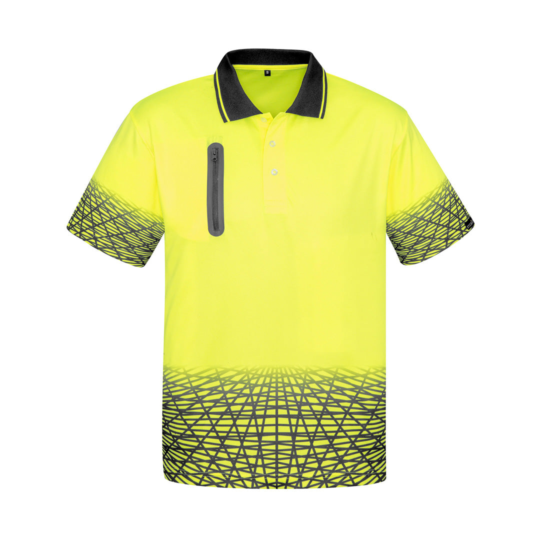 House of Uniforms The Tracks Polo | Mens | Short Sleeve Syzmik Yellow/Charcoal