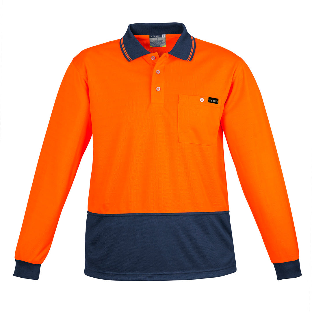 House of Uniforms The Comfort Back Polo | Mens | Long Sleeve Syzmik Orange/Navy