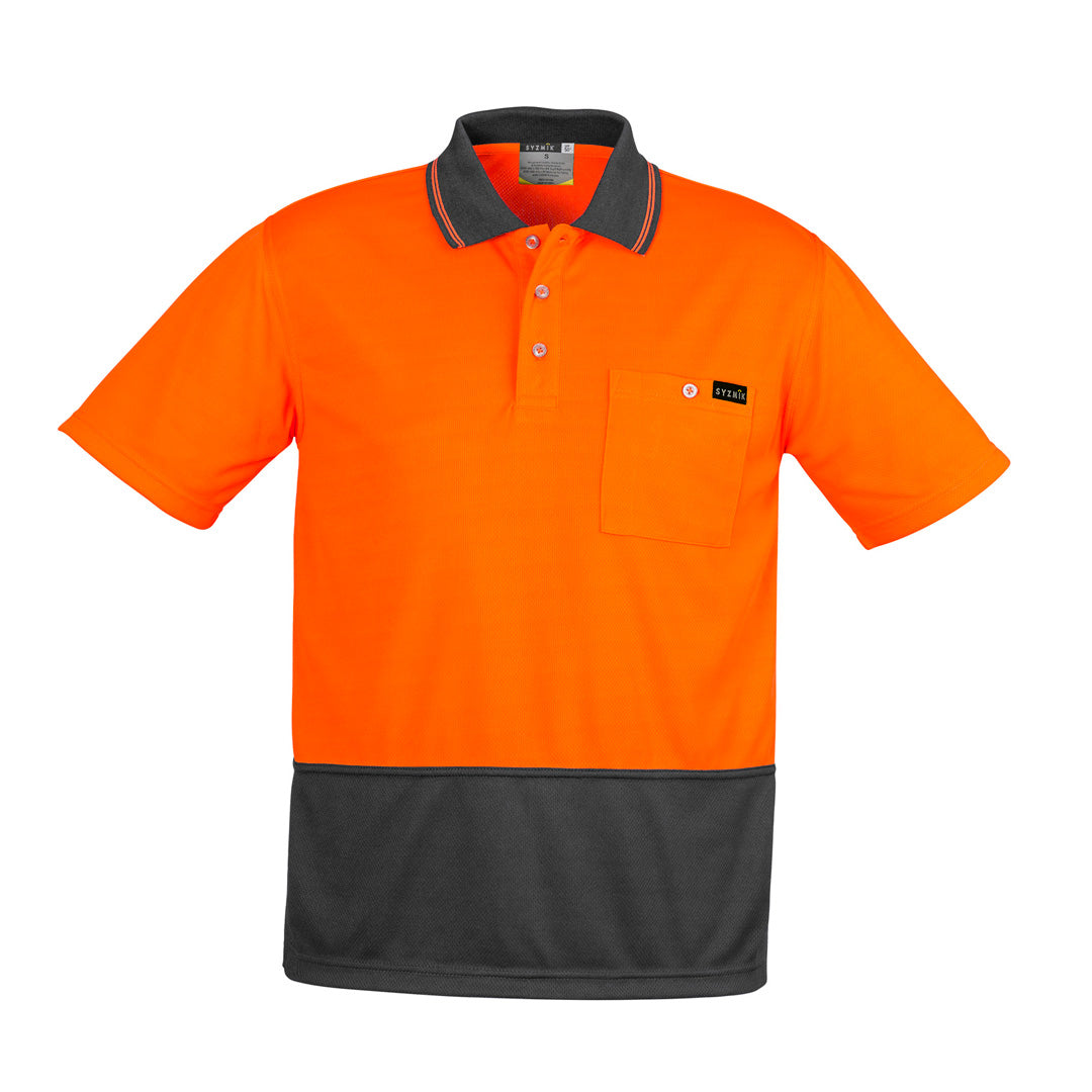 House of Uniforms The Comfort Back Polo | Mens | Short Sleeve Syzmik Orange/Charcoal